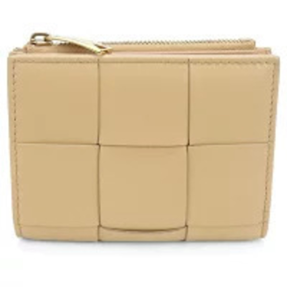 Bottega Veneta Bi fold Wallet Compact Cassette Beige Cream